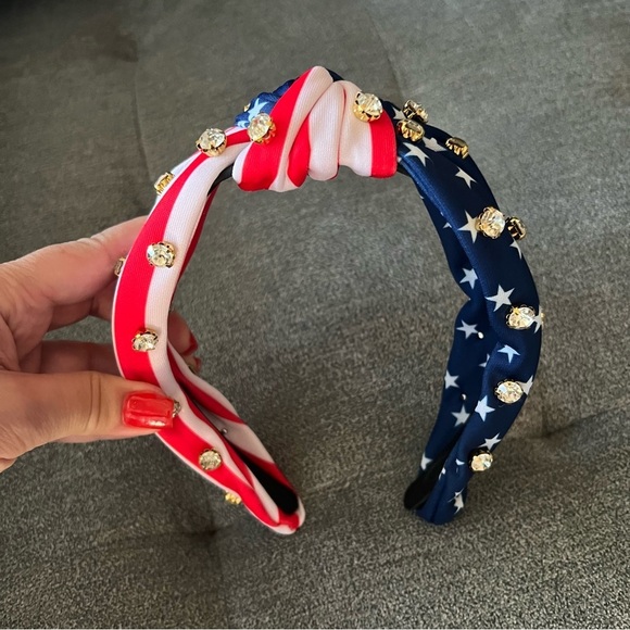 American Flag print rhinestones knot headband NWT - Picture 3 of 11